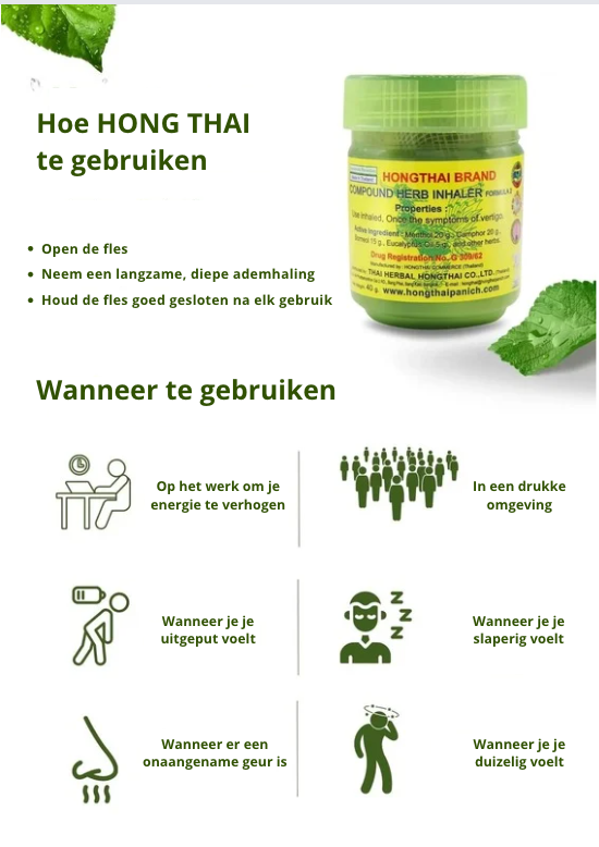 Hong Thai herbal inhaler gebruiksinstructies met uitleg hoe het product te gebruiken voor optimale werking