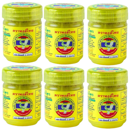 Set van 6 Hong Thai gele herbal kruiden inhalers, ideaal voor dagelijks gebruik en onderweg
