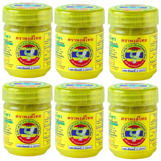Set van 6 Hong Thai gele herbal kruiden inhalers, ideaal voor dagelijks gebruik en onderweg